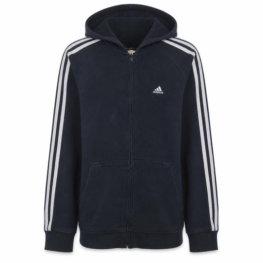 Front view of Adidas Men's Black Full Zip Hoodie M Classic Sportswear