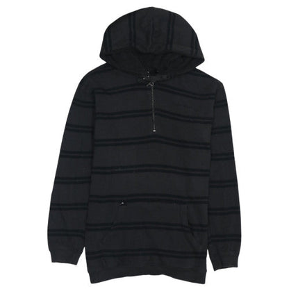 Quiksilver Men's Black Striped 1/4 Zip Pullover Hoodie M