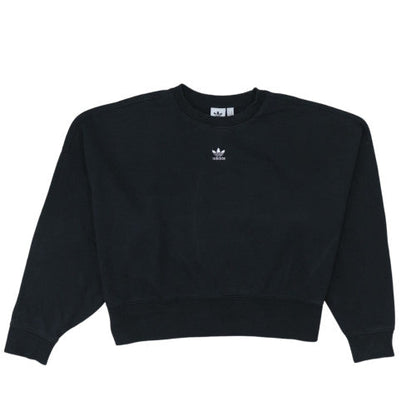 Adidas Womens Black Cotton Crew Neck Pullover Sweatshirt Size 16
