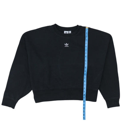 Adidas Womens Black Cotton Crew Neck Pullover Sweatshirt Size 16