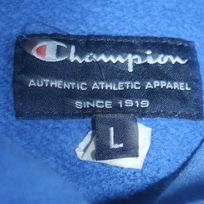 Champion Men’s Blue Pullover Hoodie L Graphic Fleece Sweatshirt