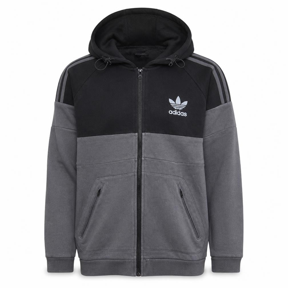 Adidas Mens Grey Full Zip Hoodie Size M Sports Fleece Sweatshirt