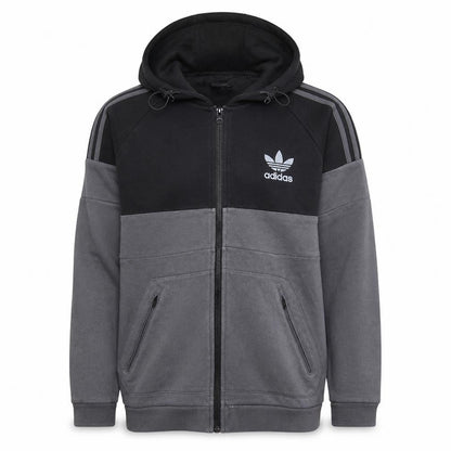 Adidas Mens Grey Full Zip Hoodie Size M Sports Fleece Sweatshirt