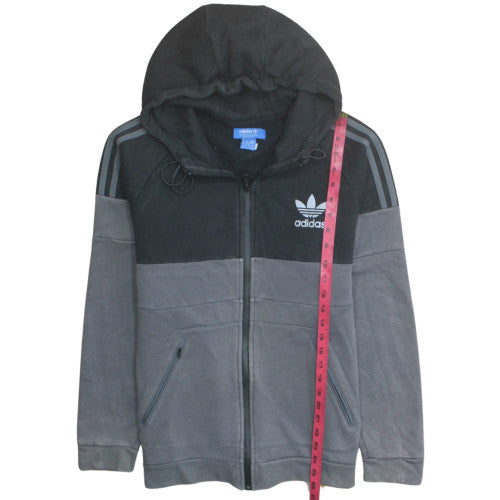 Adidas Mens Grey Full Zip Hoodie Size M Sports Fleece Sweatshirt