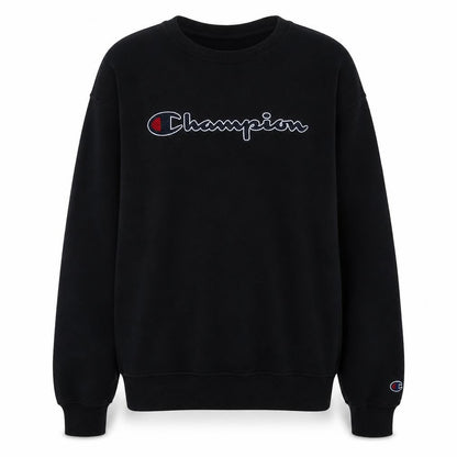 Champion Boys Black 2XL Crew Neck Pullover Sweatshirt with Logo