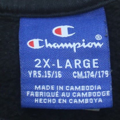 Champion Boys Black 2XL Crew Neck Pullover Sweatshirt with Logo