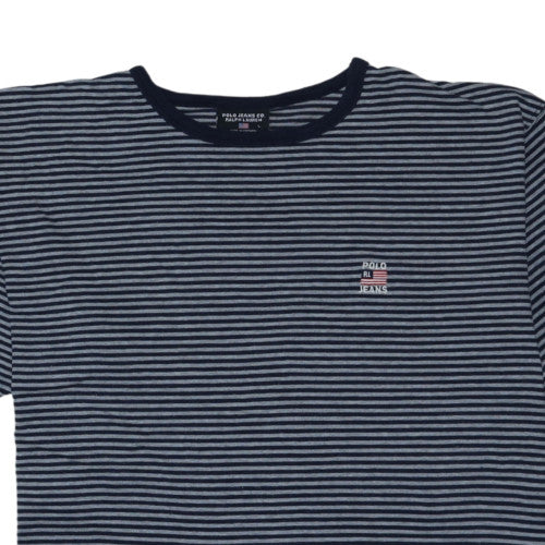 Ralph Lauren Polo Jeans Men's Navy Striped Cotton T-Shirt Size L