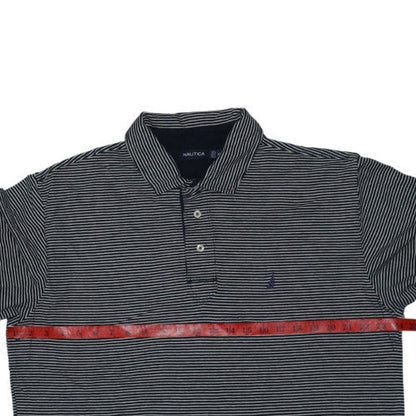 Nautica Men's Blue Striped Cotton Linen Polo Shirt XL Classic Fit