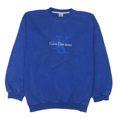 Calvin Klein Jeans Men's Blue XXL Crew Neck Sweatshirt Logo Embroidered