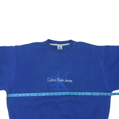 Calvin Klein Jeans Men's Blue XXL Crew Neck Sweatshirt Logo Embroidered