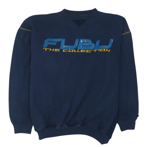FUBU Mens Blue 2XL Pullover Sweatshirt 90s Graphic Logo Vintage