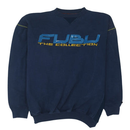 FUBU Mens Blue 2XL Pullover Sweatshirt 90s Graphic Logo Vintage