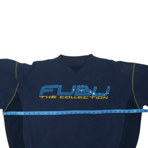 FUBU Mens Blue 2XL Pullover Sweatshirt 90s Graphic Logo Vintage