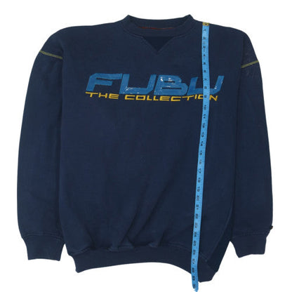 FUBU Mens Blue 2XL Pullover Sweatshirt 90s Graphic Logo Vintage