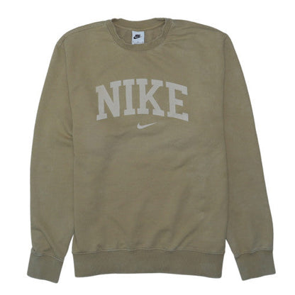 Nike Men's Beige Logo Crew Neck Pullover Sweatshirt M