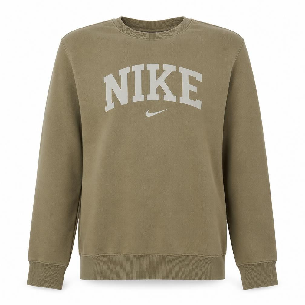 Nike Men's Beige Logo Crew Neck Pullover Sweatshirt M