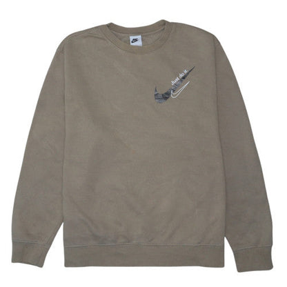 Nike Men's Brown Logo Crew Neck Pullover Sweatshirt Size L