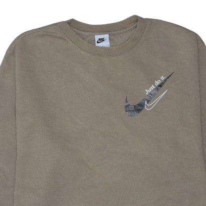 Nike Men's Brown Logo Crew Neck Pullover Sweatshirt Size L