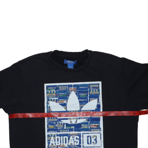 Adidas Mens Black Graphic Logo Crew Neck Sweatshirt Size M