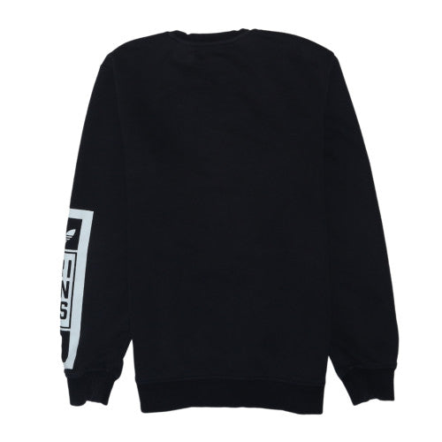 Adidas Mens Black Graphic Logo Crew Neck Sweatshirt Size M