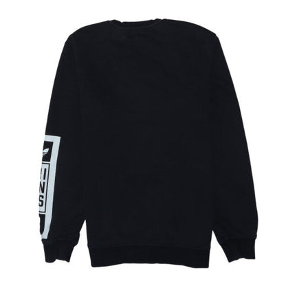 Adidas Mens Black Graphic Logo Crew Neck Sweatshirt Size M