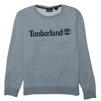 Timberland Men's Grey Crew Neck Sweatshirt Size M Classic Logo Cotton Blend