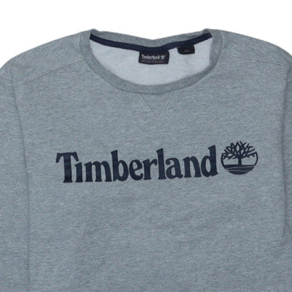 Timberland Men's Grey Crew Neck Sweatshirt Size M Classic Logo Cotton Blend