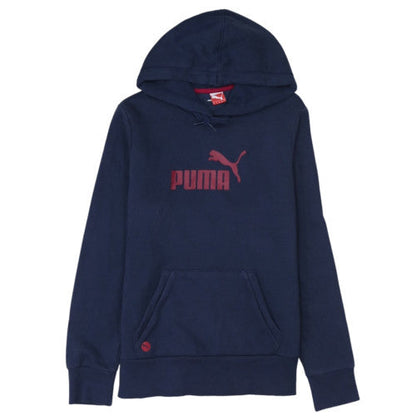 Puma Womens Navy Blue Pullover Hoodie UK 16 Cotton Blend Logo