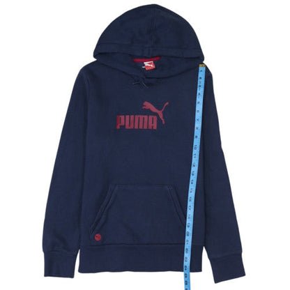 Puma Womens Navy Blue Pullover Hoodie UK 16 Cotton Blend Logo