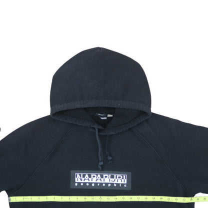 Napapijri Men's Black Pullover Hoodie Large Relaxed Fit Outdoor Style