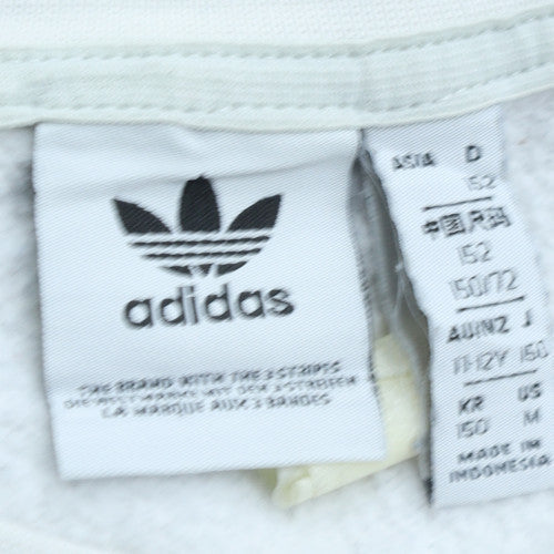Adidas Boys White & Grey Colourblock Crew Neck Sweatshirt Size 152 (11-12 Years)