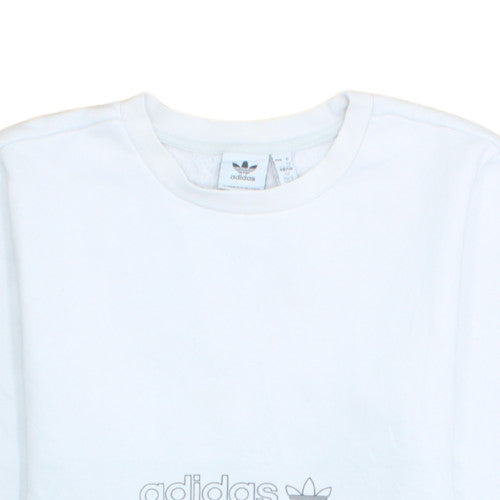 Adidas Boys White & Grey Colourblock Crew Neck Sweatshirt Size 152 (11-12 Years)