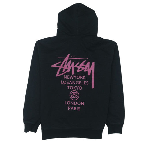 Stussy Mens Black M Pullover Hoodie Graphic Print Fleece