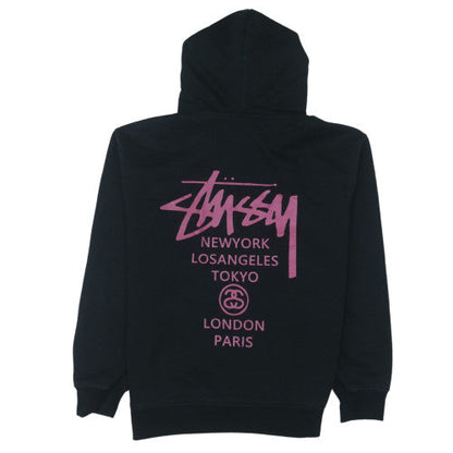 Stussy Mens Black M Pullover Hoodie Graphic Print Fleece