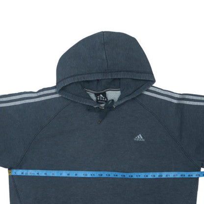 Adidas Men's Blue XL Pullover Hoodie with Logo and Drawstring