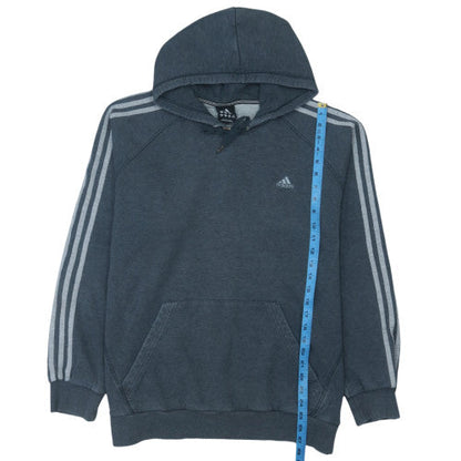 Adidas Men's Blue XL Pullover Hoodie with Logo and Drawstring