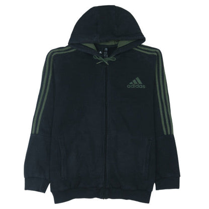Adidas Mens Black XL Full Zip Hooded Sweatshirt Fleece Jacket