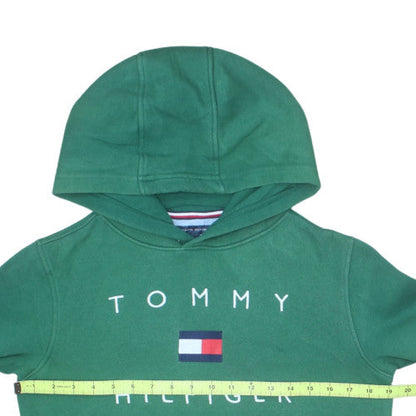 Tommy Hilfiger Teens Green Pullover Hoodie XL Logo Fleece Sweatshirt