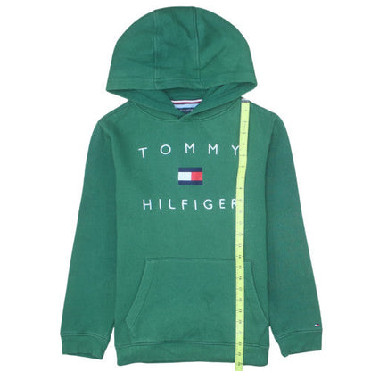 Tommy Hilfiger Teens Green Pullover Hoodie XL Logo Fleece Sweatshirt