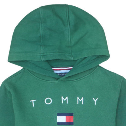 Tommy Hilfiger Teens Green Pullover Hoodie XL Logo Fleece Sweatshirt