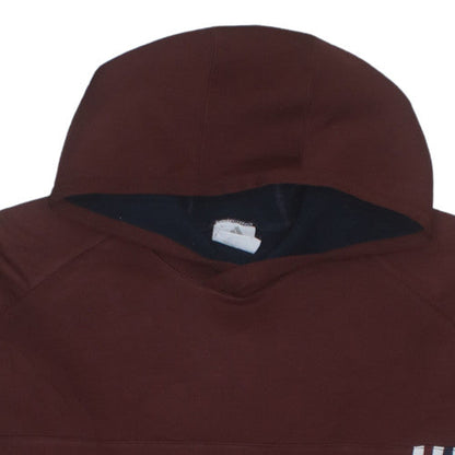 Adidas Men’s Brown Pullover Hoodie L Logo Fleece Sportswear