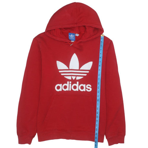 Adidas Men's Red Pullover Hoodie L Fleece Graphic Trefoil Sportswear