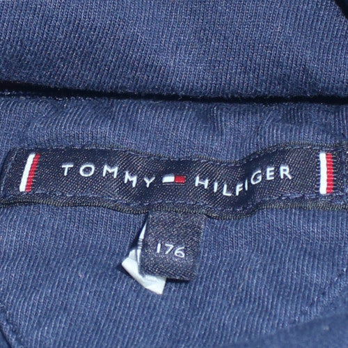Tommy Hilfiger Womens Navy Blue Pullover Hoodie Size 14 Cotton Blend