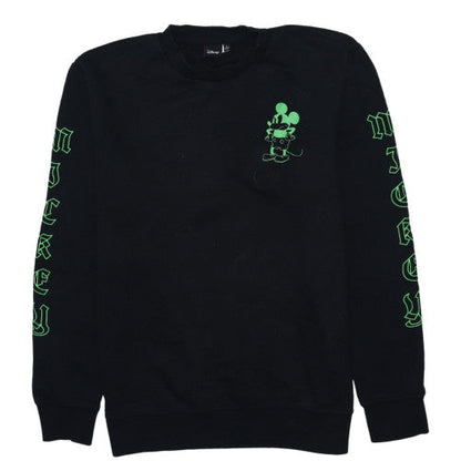 Disney Men Black L Sweatshirt Crew Neck Mickey Graphic Pullover