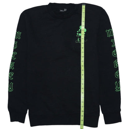 Disney Men Black L Sweatshirt Crew Neck Mickey Graphic Pullover