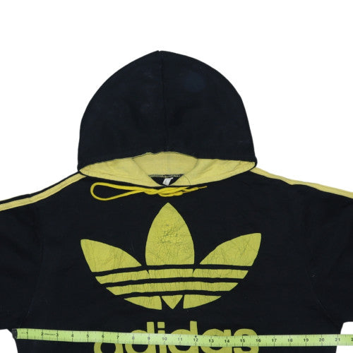 Adidas Mens Black & Yellow Hoodie L Pullover Graphic Print