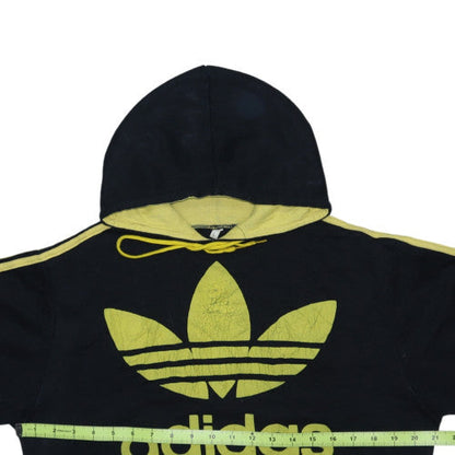 Adidas Mens Black & Yellow Hoodie L Pullover Graphic Print