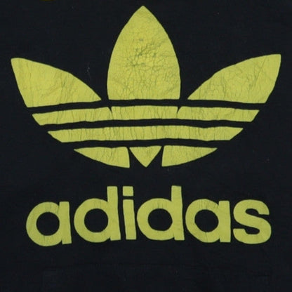 Adidas Mens Black & Yellow Hoodie L Pullover Graphic Print