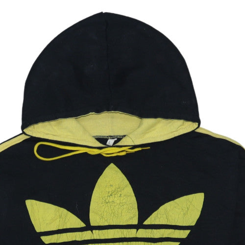 Adidas Mens Black & Yellow Hoodie L Pullover Graphic Print