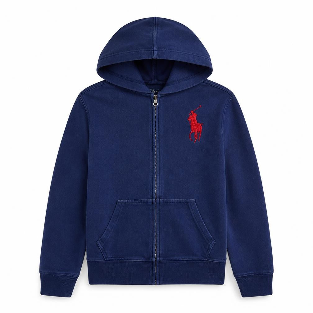 Front view of Ralph Lauren Teens Blue Full Zip Hoodie Medium 10-12 Cotton